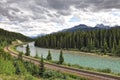 River, railway, mountains - Banff National Park Royalty Free Stock Photo