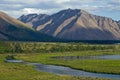 River reach in a broad mountain valley. Royalty Free Stock Photo