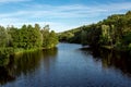 The river recedes into the distance on the shore. Royalty Free Stock Photo