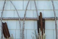 River reeds and a wreath used as decoration on a new england home