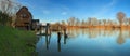 River reflection with watermill