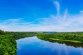 River with reflections of clouds on a summer day