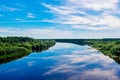 River with reflections of clouds on a summer day