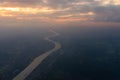 River Rhine near Cologne, Germany at Sunset