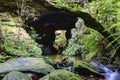 River among rocks, moss, cave and the rainforest