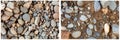 River rocks stone soil background collage