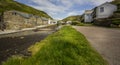 River running through middle of Boscastle harbour village in Boscastle, Cornwall, UK