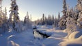 a river running through a snowy forest