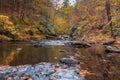 River scene in the forest surrounded with fall foliage Royalty Free Stock Photo