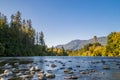 River scenery long exposure shot in Port Alberni, Vancouver Island, BC, Canada. Famous place for Salmon Fishing