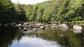 River scenics with rocks and summer sun. Royalty Free Stock Photo