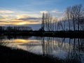 Evening sky ovr river Scheldt in the flemish countryside Royalty Free Stock Photo