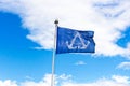 River or sea flag on a background of blue sky Royalty Free Stock Photo