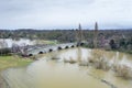 River Severn in Flood at Atcham in Shropshire