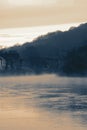 River Severn running through the Ironbridge Gorge with the Ironbridge in the background Royalty Free Stock Photo