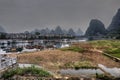 River ships pier on Lijiang River, Yangshuo, Guangxi Province, C