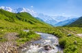 From the river shore opens view on fantastic glacier. Royalty Free Stock Photo