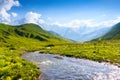 From the river shore opens view on fantastic glacier. Royalty Free Stock Photo