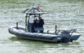 The river shuttle of the French National Police which carries out surveillance on the Seine river. Paris. France Royalty Free Stock Photo