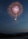 River Side Fireworks with Moon Royalty Free Stock Photo