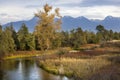 River Snow Mountains Fall Colors Montana