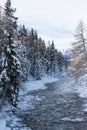 River in snow storm