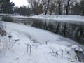 The river. Snow. Winter landscape. Ukraine. South bug river Royalty Free Stock Photo