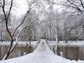 River and snowy trees, Lithuania Royalty Free Stock Photo