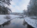 River and snowy winter trees, Lithuania Royalty Free Stock Photo