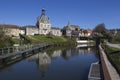 River Somme and Long Town Hall, France Royalty Free Stock Photo