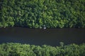 A river sorounded by green forrest, parallel ballance Royalty Free Stock Photo