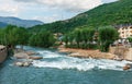 River in Sort, Pyrenees Mountains Royalty Free Stock Photo