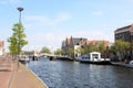 River Spaarne and lift-bridge, Haarlem, Holland