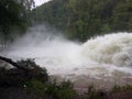 The river spilled flood is dangerous for everyone Royalty Free Stock Photo