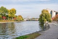 River Spree with the bridge to the German Federal Chancellery and the building of the University clinic Charite in Berlin, Germany Royalty Free Stock Photo