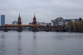 River Spree with famous Berlin orange train