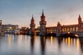 The River Spree and the Oberbaumbruecke in Berlin Royalty Free Stock Photo