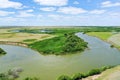 river in the steppe of kazakhstan green grass