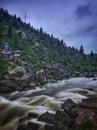 A river with stone inscriptions of Tibetan scriptures Royalty Free Stock Photo