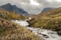 River stream coming down from the mountains of Hurrungane in Jotunheimen, Norway