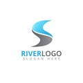 river stream flowing letter s shape vector logo design