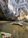 River stream under cave in Gua Ikan, Dabong, Kelantan, Malaysia. Royalty Free Stock Photo