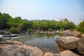 River stream waterfall in forest landscape, beautiful nature water stream with rocks in the tropical forest little mountain Royalty Free Stock Photo