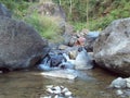 River Stream wiith background river stones on mountain Royalty Free Stock Photo