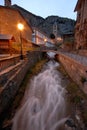 River and street of Canillo, Andorra