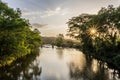 River and Sun Star Near Sunset