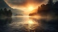 river sunrise over water Royalty Free Stock Photo