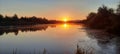 River sunrise in the summer season