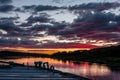 River Sunset from Barge Deck Royalty Free Stock Photo
