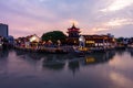 The River Sunset at Shan Tang Jie in Suzhou, China on June 2nd, Royalty Free Stock Photo